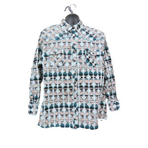 Western Womens Cowgirl Hardware Shirt Black Snap Long Sleeve Floral Blue Tan XXL